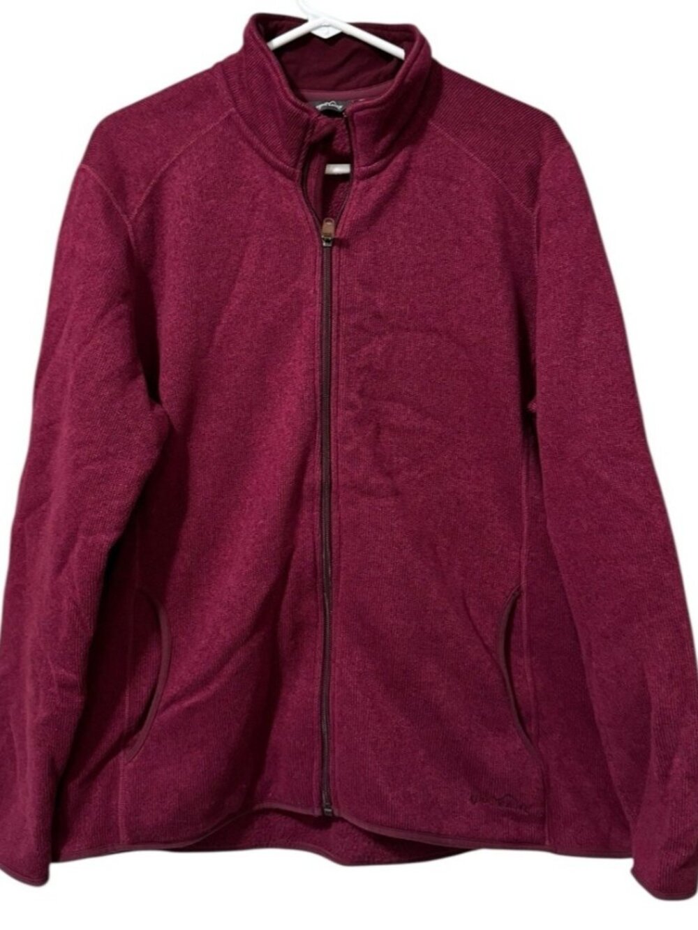 Eddie Bauer Women Full Zip Fleece Sweater Jacket Mock Neck Size‎ 2XL Burgundy